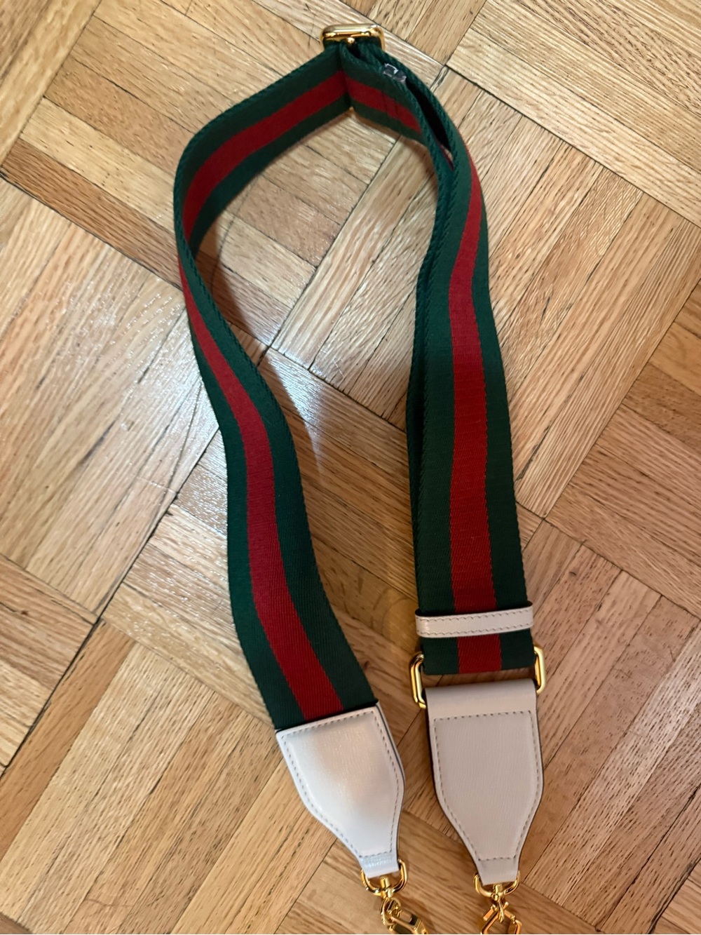 Authentic New Gucci Adjustable Green and Red Stripe women’s Bag Strap